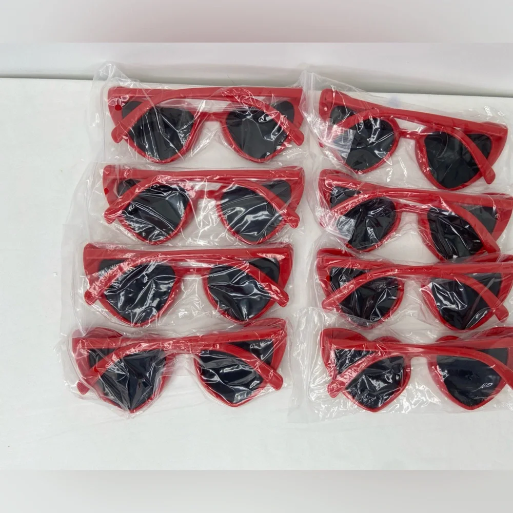 8 Heart Shaped Sun Glasses Red New‎